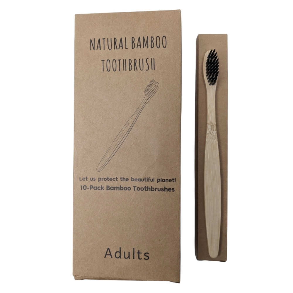 NEW In Box 10 Packs of Natural Bamboo Toothbrushes